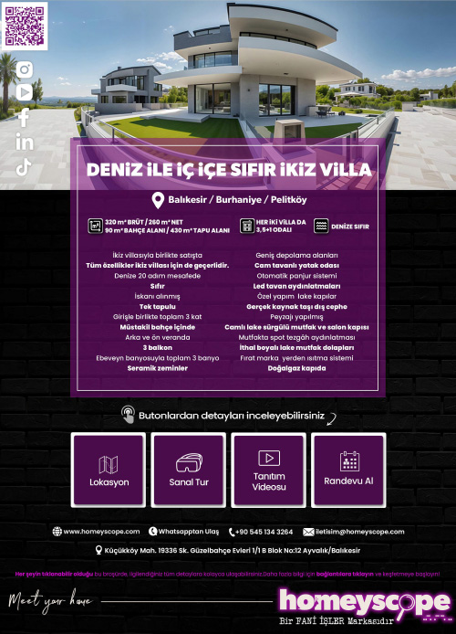 Homeyscope Taylıeli Satılık İkiz Villa Dijital Afiş